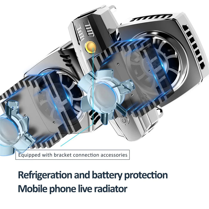 K4 Mobile Phone Radiator Dual-core Cooling Fan Smartphone Live Streaming Gaming Heat Dissipation Cooler - Dark Grey - 5