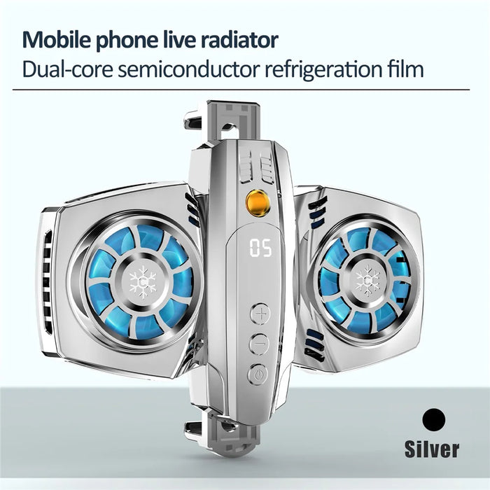 K4 Mobile Phone Radiator Dual-core Cooling Fan Smartphone Live Streaming Gaming Heat Dissipation Cooler - Dark Grey - 7