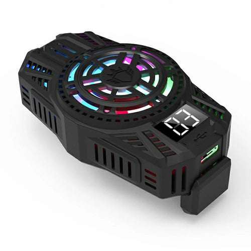 S06 Semiconductor Mobile Phone Radiator Colorful Light Smartphone Gaming Heat Dissipation Cooler - Black - 1