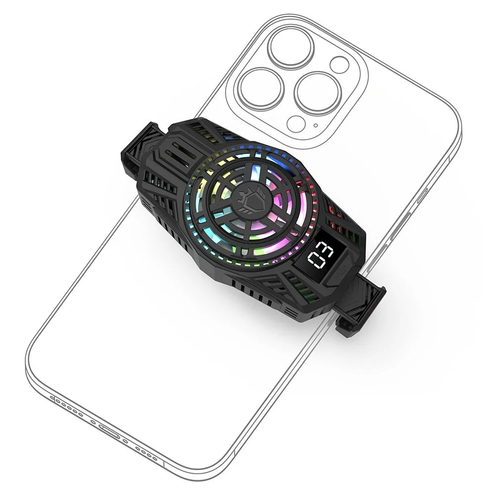 S06 Semiconductor Mobile Phone Radiator Colorful Light Smartphone Gaming Heat Dissipation Cooler - Black - 2