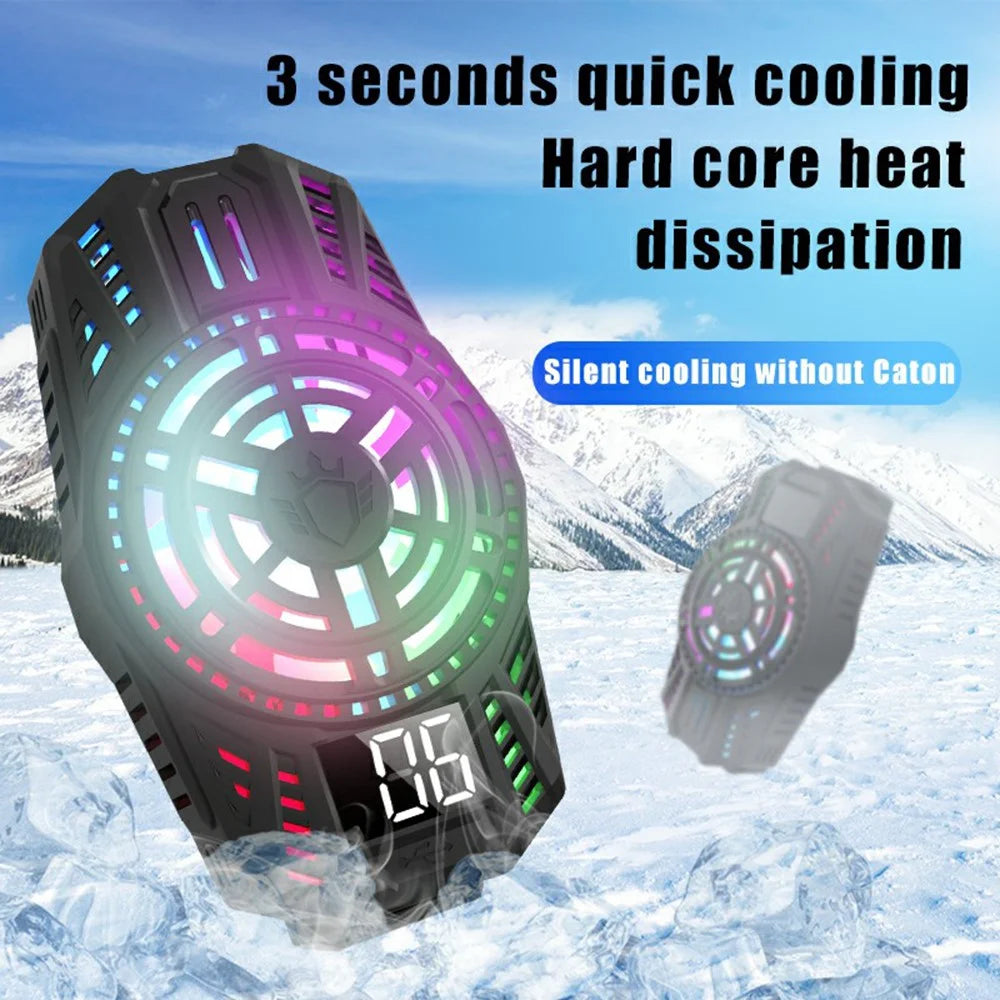 S06 Semiconductor Mobile Phone Radiator Colorful Light Smartphone Gaming Heat Dissipation Cooler - Black - 3