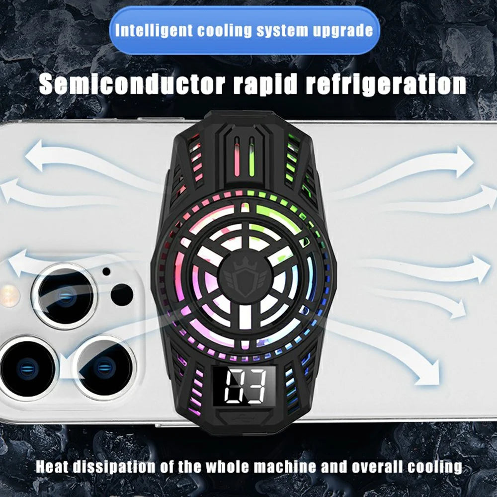 S06 Semiconductor Mobile Phone Radiator Colorful Light Smartphone Gaming Heat Dissipation Cooler - Black - 4