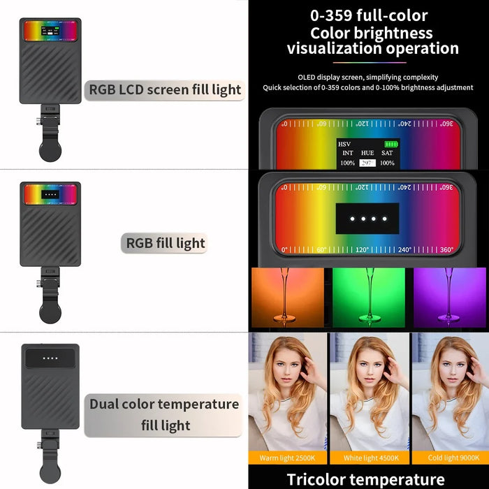 V16SE Three Light Modes Clip-On Pocket Mini Fill Light for Mobile Phone / Tablet / Laptop - 7