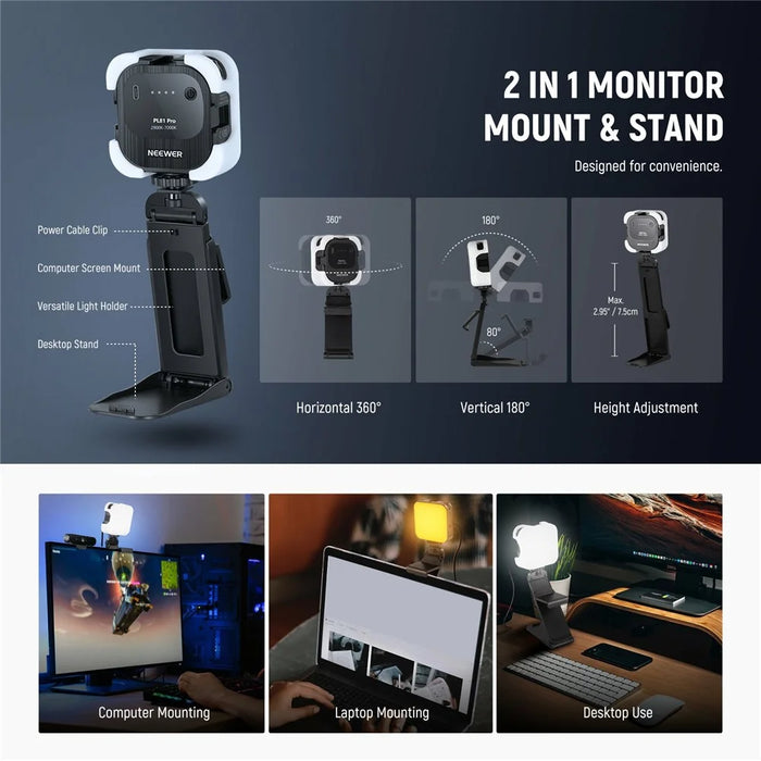 NEEWER PL81 PRO Portable LED Video Light 2900K-7000K Professional Streaming Light - 5