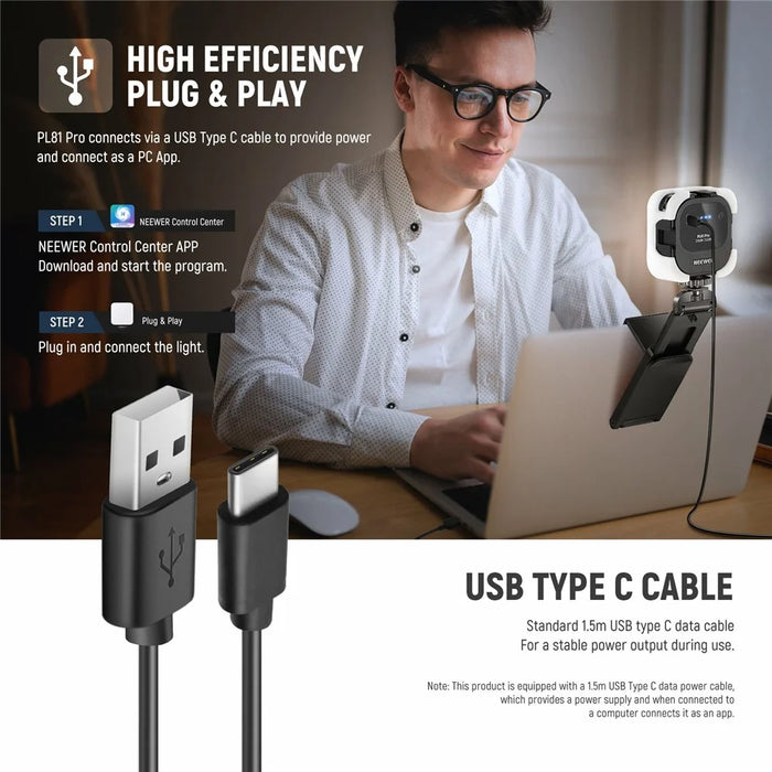 NEEWER PL81 PRO Portable LED Video Light 2900K-7000K Professional Streaming Light - 6