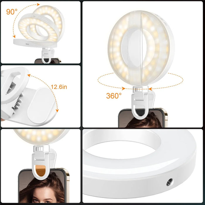 XJ57 Portable Live Streaming Phone Laptop LED Fill Light Video Conference Ring Light - 2