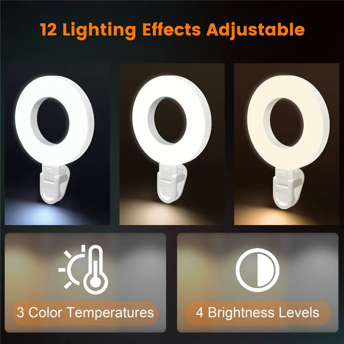 XJ57 Portable Live Streaming Phone Laptop LED Fill Light Video Conference Ring Light - 4