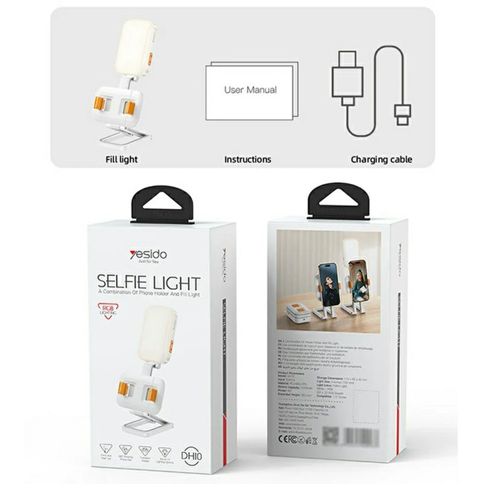 YESIDO DH10 Pocket Light Stand 3 in 1 Folding Desktop Phone Holder Lighting for Photography / Streaming - 6
