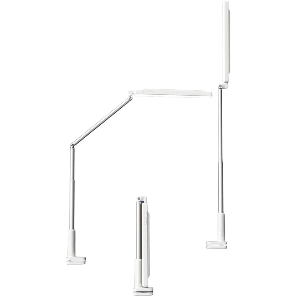 T6 360° Rotatable Desk Lamp Eye Protection Foldable Clip-On Extended Arm Light for Reading Writing - White - 1