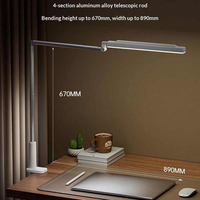 T6 360° Rotatable Desk Lamp Eye Protection Foldable Clip-On Extended Arm Light for Reading Writing - White - 2