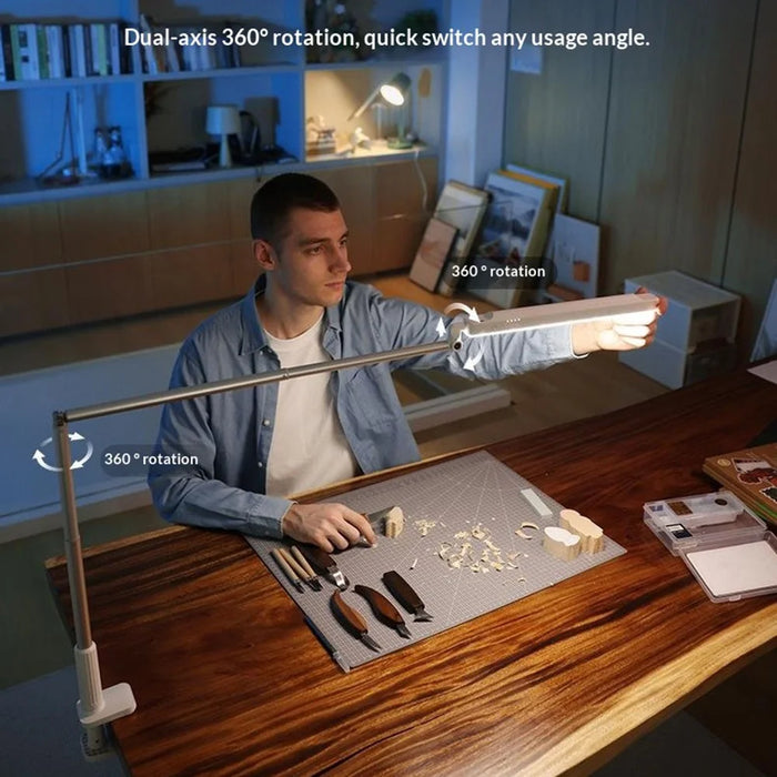T6 360° Rotatable Desk Lamp Eye Protection Foldable Clip-On Extended Arm Light for Reading Writing - White - 3