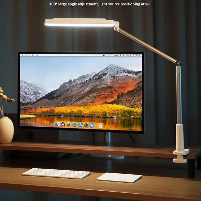 T6 360° Rotatable Desk Lamp Eye Protection Foldable Clip-On Extended Arm Light for Reading Writing - White - 4