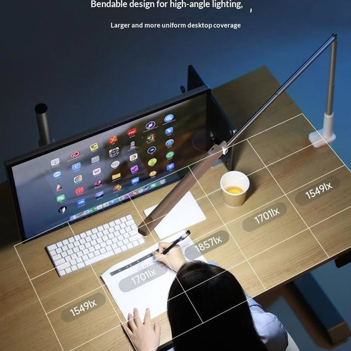 T6 360° Rotatable Desk Lamp Eye Protection Foldable Clip-On Extended Arm Light for Reading Writing - White - 6