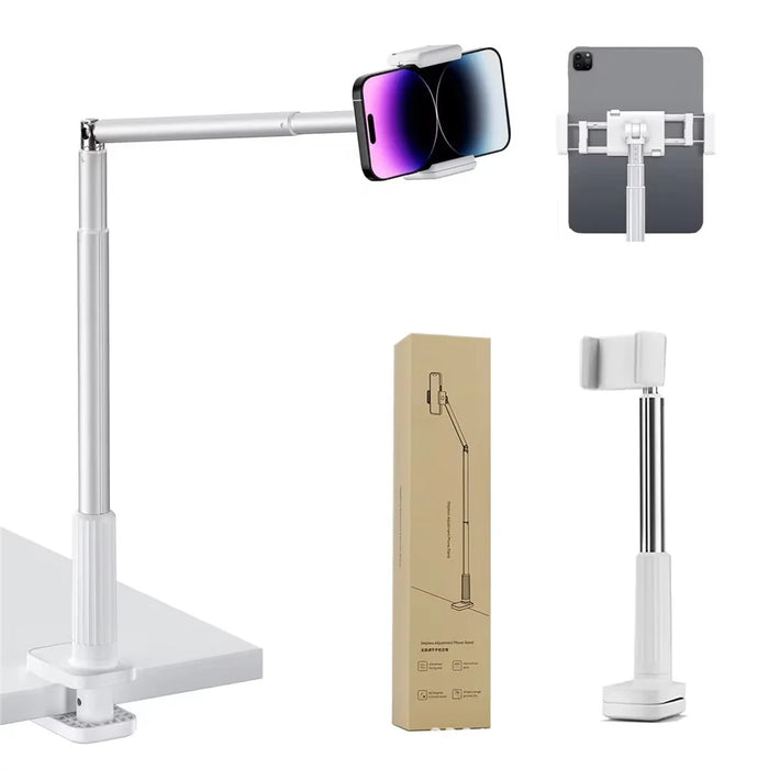 X6 Multi-Functional Rotating Phone Stand 360° Rotation Cantilever Lazy Holder for Live Streaming Overhead Shooting - White - 7