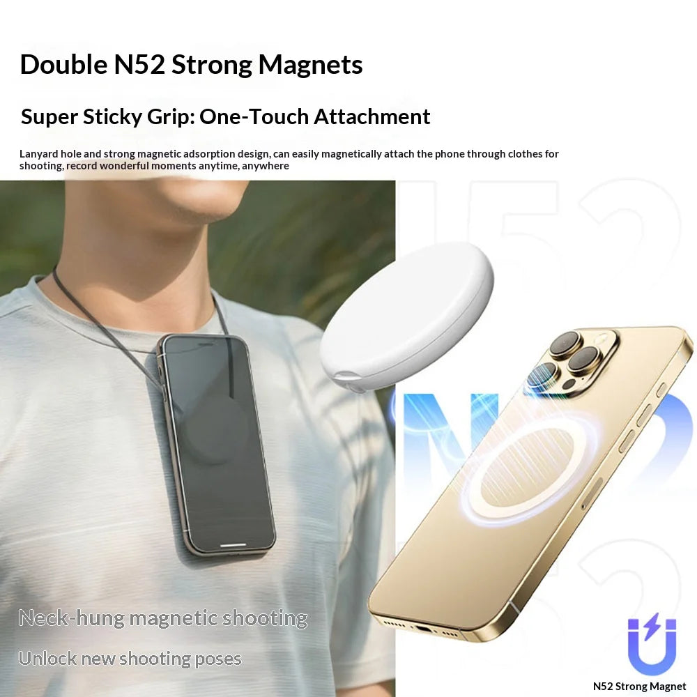 L22P 3 in 1 Magnetic Ring Light for Phone Live Streaming Folding Kickstand Makeup Mirror Photography Lamp - White - 3
