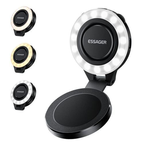 ESSAGER D13 Magnetic Multi-functional Pocket Fill Light Ring-Shaped Softbox Design 3-Color Temperature Adjustable Selfie Light for Photography - Black - 1