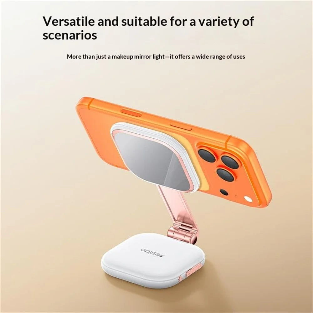 YESIDO DH18 4 in 1 Magnetic Fill Light with Stand Mirror 750mAh LED Ring Light Stepless Brightness Adjustment Lamp - White - 7