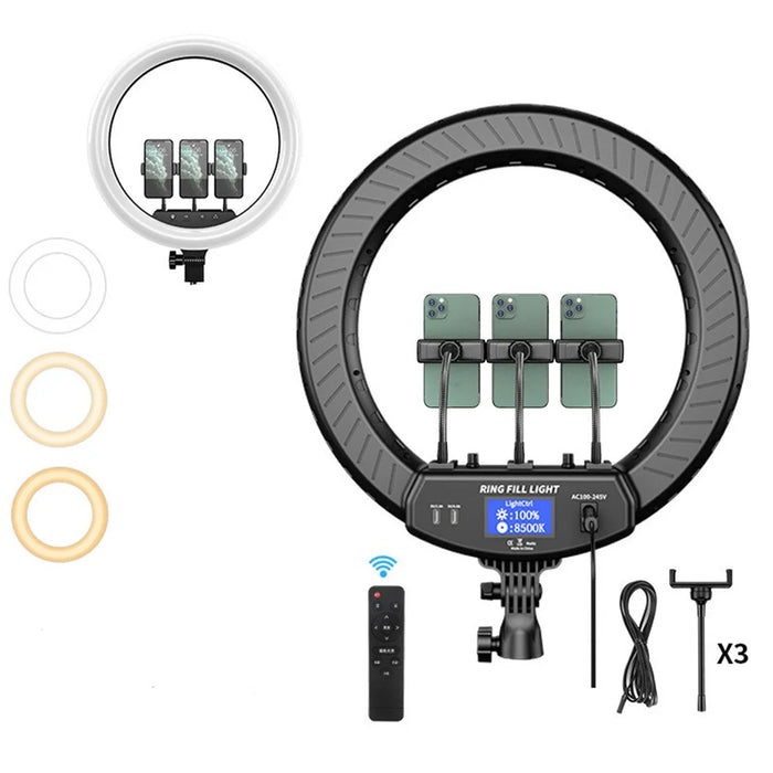 M22S 22inch Dimmable LED Ring Light Kit with Remote Control for Selfie Makeup YouTube Facebook Live - US Plug - 1