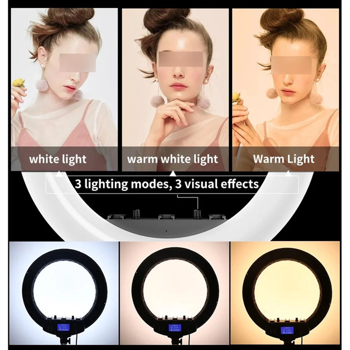 M22S 22inch Dimmable LED Ring Light Kit with Remote Control for Selfie Makeup YouTube Facebook Live - US Plug - 6