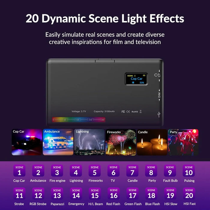 APEXEL APL-FL07 Photography RGB Colorful LED Light Portable Pocket Fill Light with 1/4 Screw Camera Lighting Kit for Video Conference Live-streaming - 6