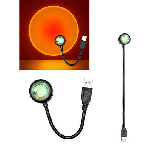 R13 Plug and Play Romantic Sunset Projector Lamp USB Atmosphere Lamp LED Night Light for Bedroom Coffee Store - Sunset Red - 1