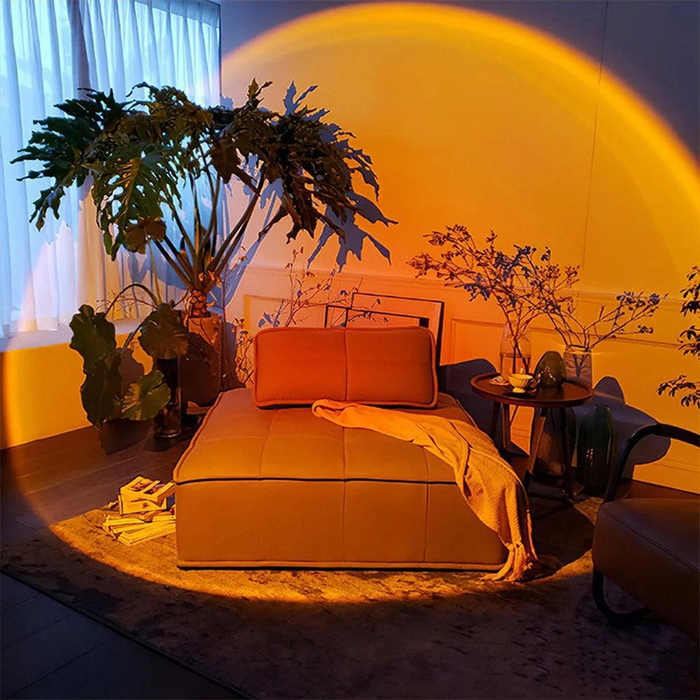 R13 Plug and Play Romantic Sunset Projector Lamp USB Atmosphere Lamp LED Night Light for Bedroom Coffee Store - Sunset Red - 2