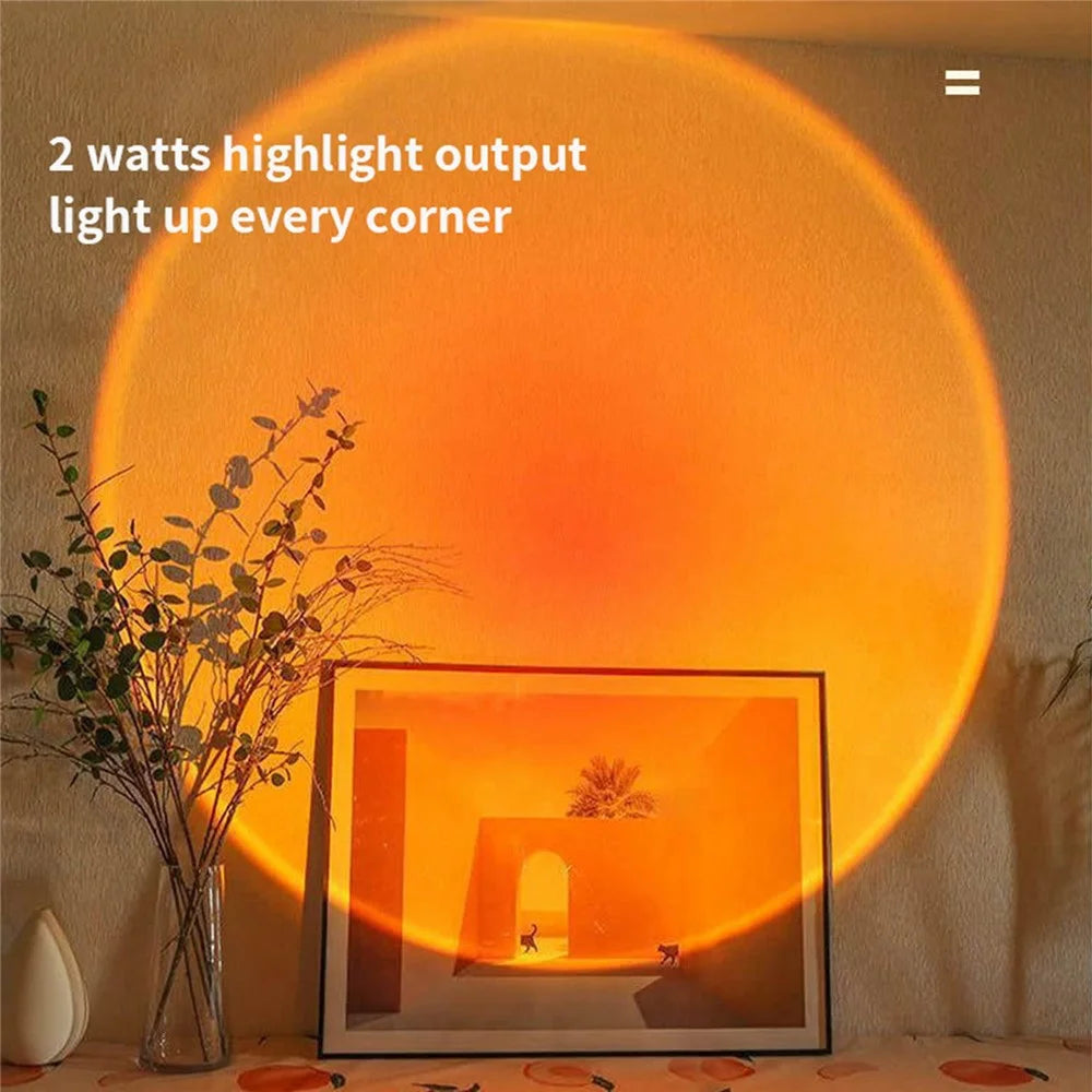 R13 Plug and Play Romantic Sunset Projector Lamp USB Atmosphere Lamp LED Night Light for Bedroom Coffee Store - Sunset Red - 3