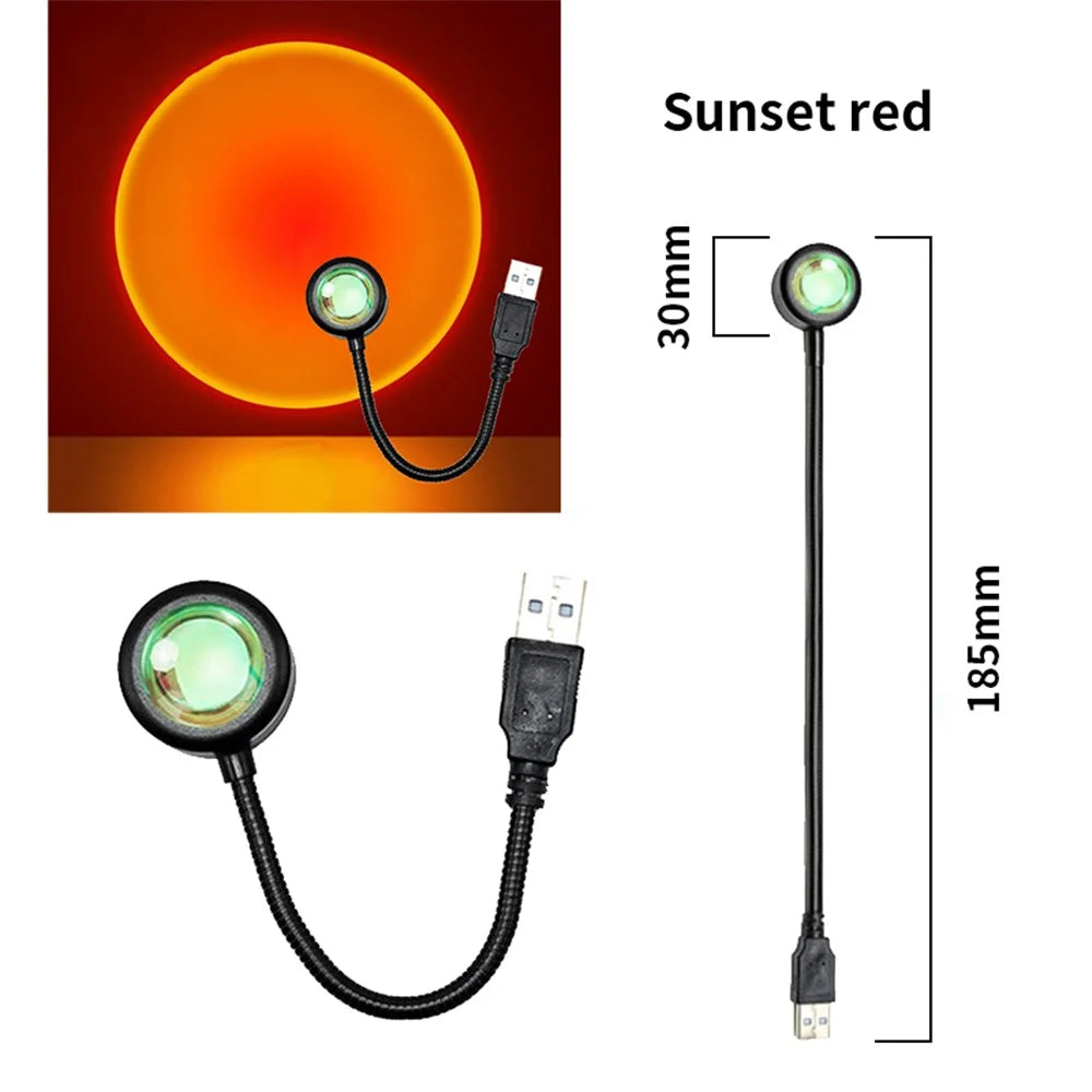 R13 Plug and Play Romantic Sunset Projector Lamp USB Atmosphere Lamp LED Night Light for Bedroom Coffee Store - Sunset Red - 7