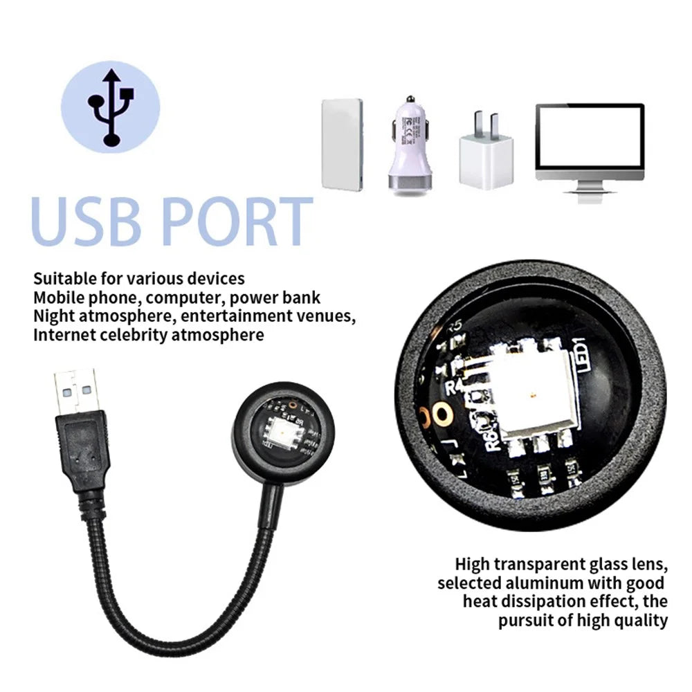 R13 Romantic Sunset Projector Lamp USB Atmosphere Lamp LED Night Light for Bedroom Coffee Store, 7 Colors - 6