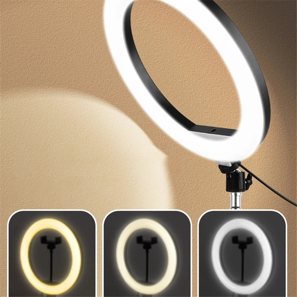 A26 Desktop 10-Inch LED Selfie Ring Light Tripod Stand Phone Clip Mount Vlogging Video Light Live Broadcast Kit - 3