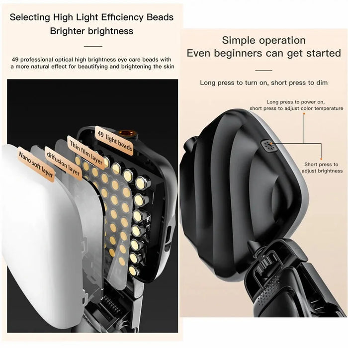 D1 Mini Laptop Phone Clip-on Lamp 3 Color Temperature Live Streaming Fill Light - Black - 6
