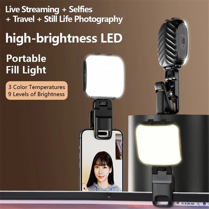 D4 Mini Size RGB LED Clip-On Fill Light Video Conference Lamp for Cell Phone Live Streaming - 4