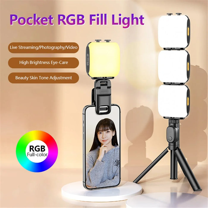 D4 Mini Size RGB LED Clip-On Fill Light Video Conference Lamp for Cell Phone Live Streaming - 6