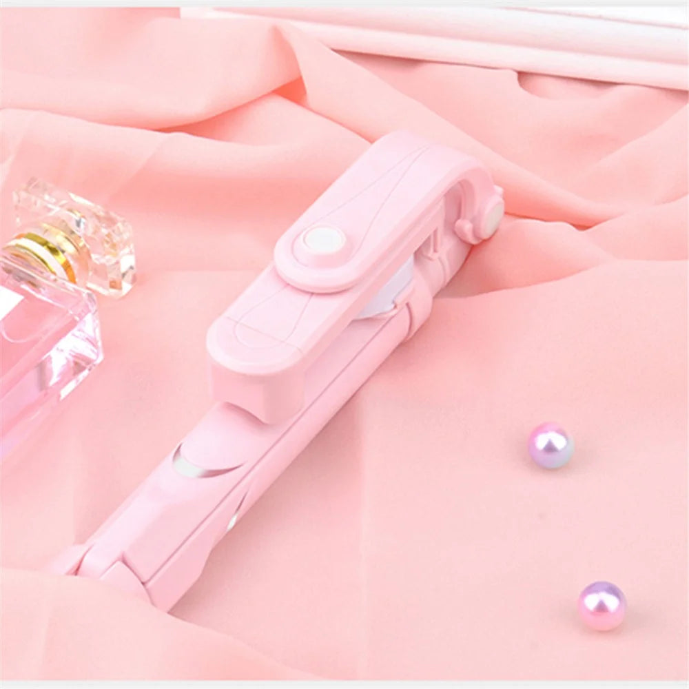 XT10 Selfie Stick Tripod Extendable Bluetooth-compatible Selfie Stick with Remote Control - Pink - 1