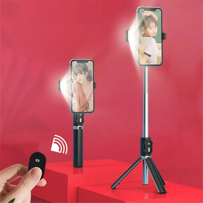 P60D Extendable Tripod 360 Degree Rotation Portable Bluetooth-compatible Mobile Phone Selfie Stick Monopod - Black - 1