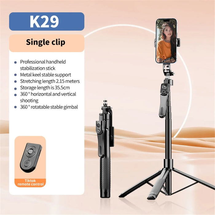 K29 2.15m Bluetooth-compatible Selfie Stick 360 Degree Rotatable Gimbal Tripod Stand with Remote Control - 3