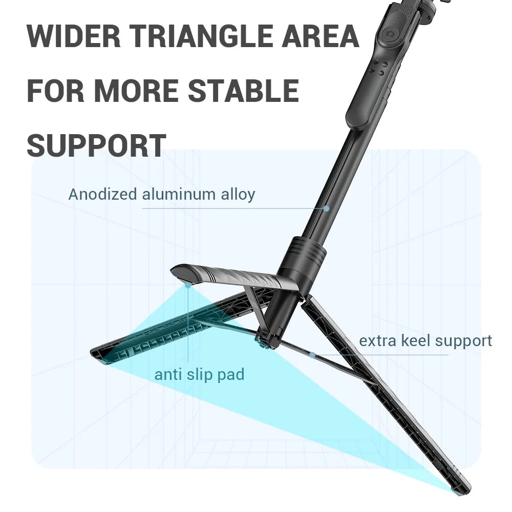 K28 2-in-1 175cm Extendable Aluminum Alloy Floor Tripod Handheld Bluetooth-compatible Selfie Stick - 5