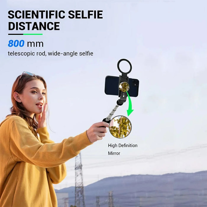K13 Bluetooth-compatible Selfie Stick Folding Tripod Stand with Flip Up Fill Light and HD Mirror - 7
