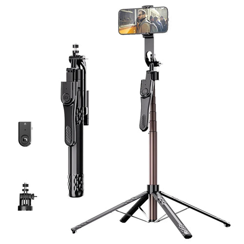 C11 1.85m Phone Holder Extendable Aluminum Alloy Rod Four-Legged Floor Stand Bluetooth-compatible Selfie Stick - 1