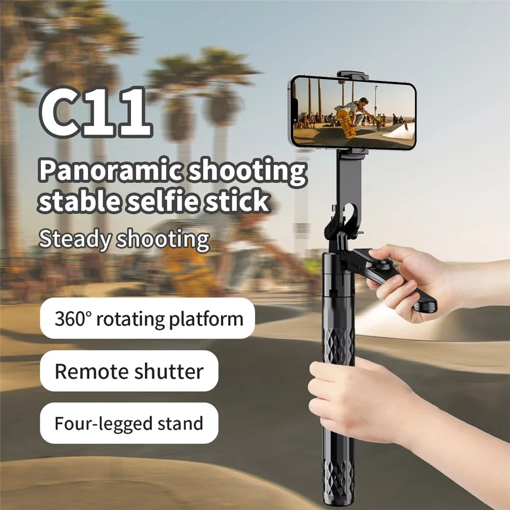 C11 1.85m Extendable Four-Legged Floor Stand Phone Holder Bluetooth-compatible Selfie Stick with 2 Fill Lights - 5
