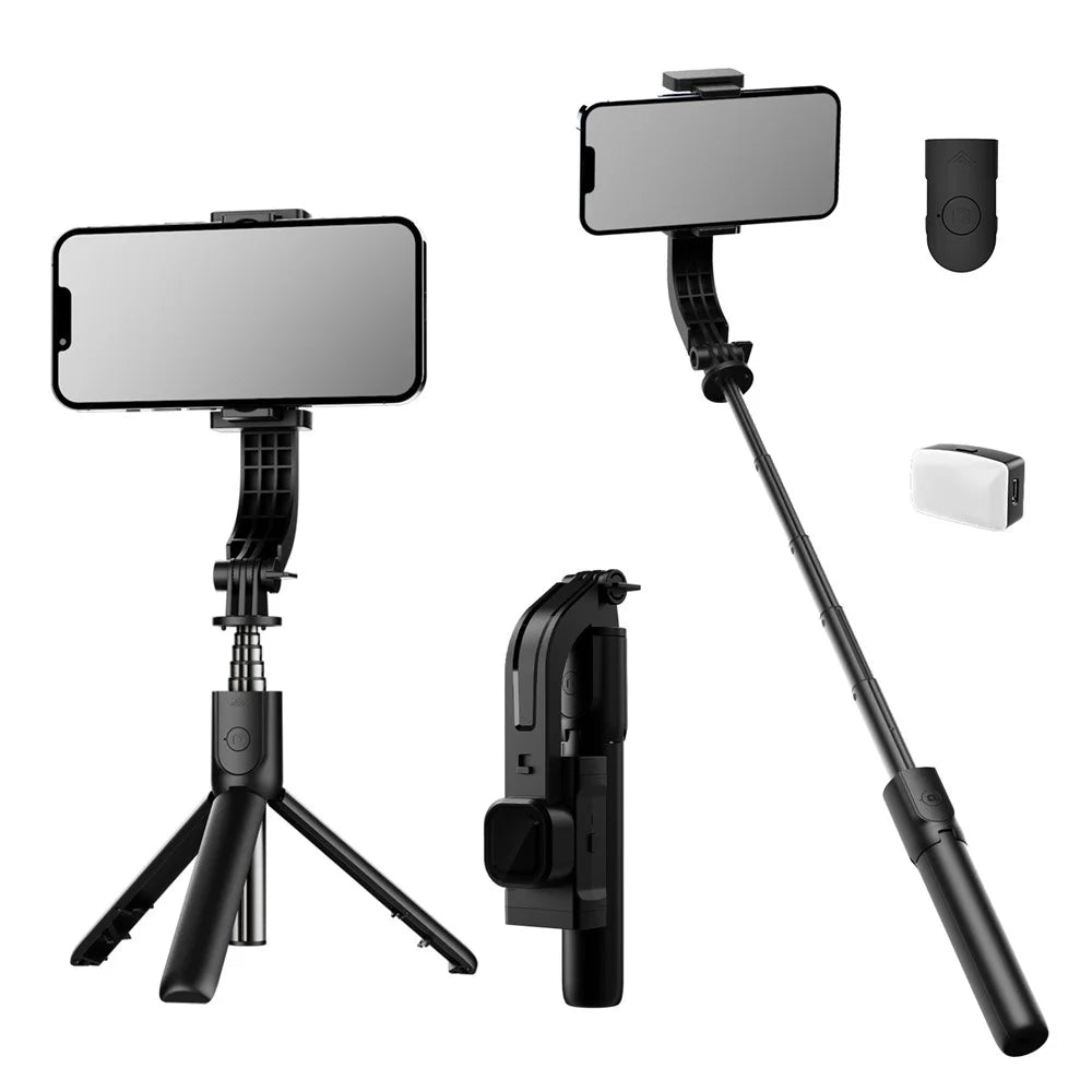 C06 Extendable Tripod Stand Phone Anti-Shake Stabilizer Bluetooth-compatible Selfie Stick with 2 Magnetic Fill Lights - 1