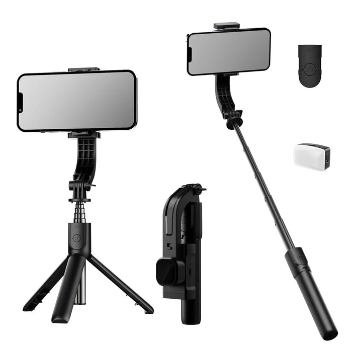 C06 Extendable Tripod Stand Phone Anti-Shake Stabilizer Bluetooth-compatible Selfie Stick with 2 Magnetic Fill Lights - 1