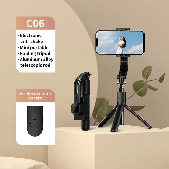 C06 Phone Gimbal Extendable Tripod Stand Anti-Shake Stabilizer Live Streaming Bluetooth-compatible Selfie Stick - 2