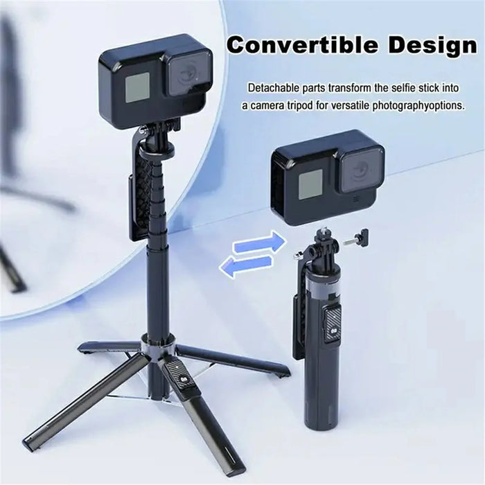 P135-V1 Selfie Stick Stable 4-Leg Tripod Phone Holder Stand with Remote Control+Single Fill Light - Black - 2