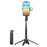 P07 2nd Gen V1 Phone Holder Selfie Stick 4-Leg Floor Stand with Bluetooth-compatible Remote Control + 1 Fill Light - Black - 1