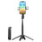 P07 2nd Gen V2 Telescopic Phone Holder Selfie Stick 4-Leg Floor Stand Bluetooth-compatible Shutter + 2 Fill Lights - Black - 1
