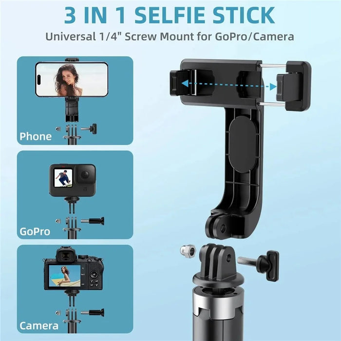 P06 Phone Holder Live Streaming Extendable Four-Leg Floor Stand Bluetooth-compatible Selfie Stick - Black - 6