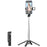 P06 2nd Gen V1 Phone Live Streaming Extendable Four-Leg Floor Stand Bluetooth-compatible Selfie Stick with 1 Fill Light - Black - 1