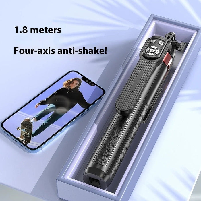 P185TK Extendable Four-Leg Floor Stand Phone Live Streaming Bluetooth-compatible Selfie Stick with 10-inch Fill Light - 6