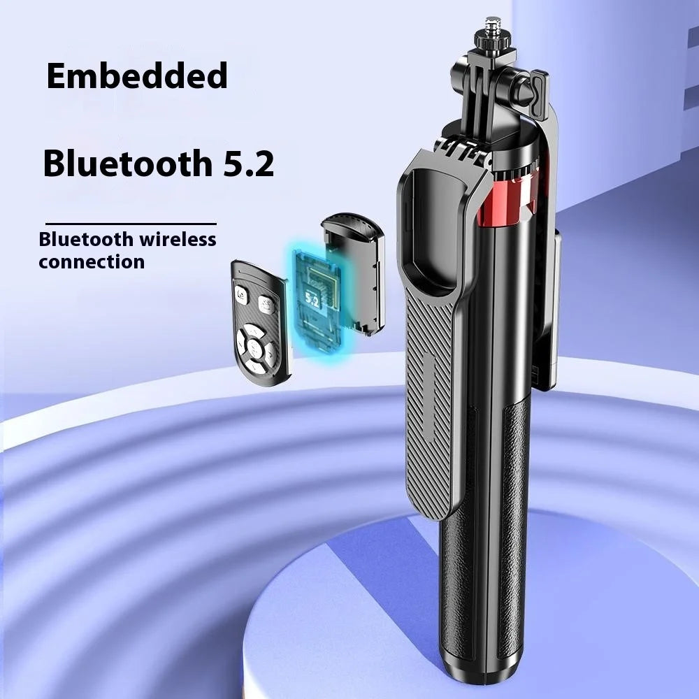 P185TK+F1 Extendable Four-Leg Floor Stand Phone Holder Bluetooth-compatible Selfie Stick with 1 Square Fill Light - 4